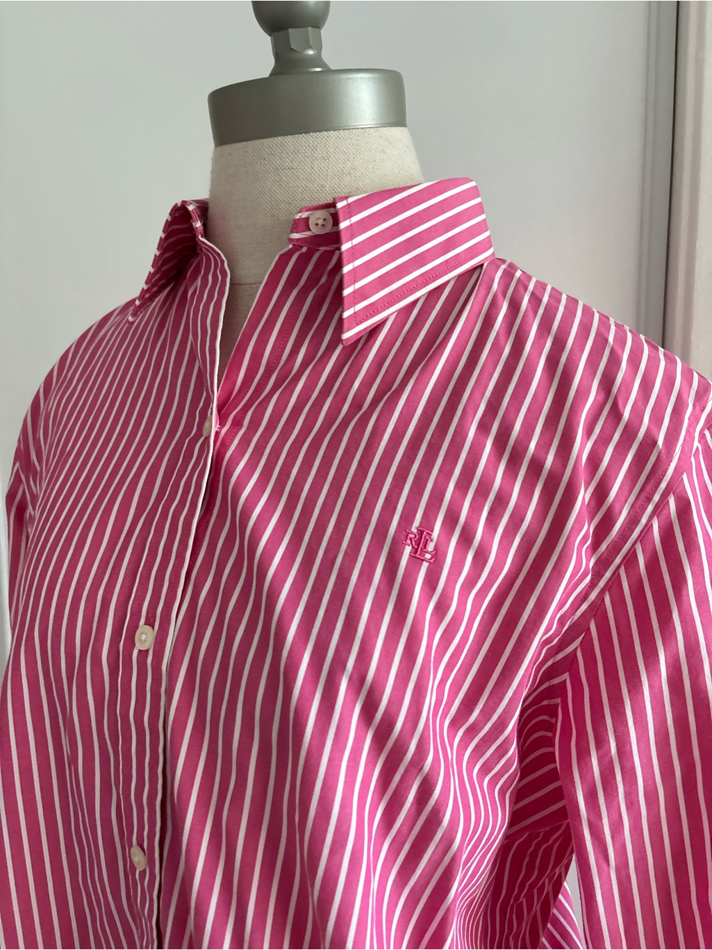 Vintage Ralph Lauren Pink Striped Button-Down Shirt — image 2 of 7